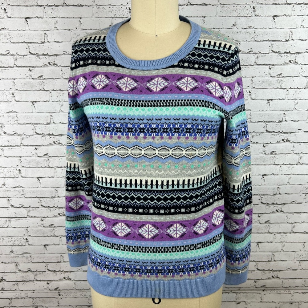 Talbots | Patterned Women's Blue, Purple, and Black Sweater - Multicolor size SP